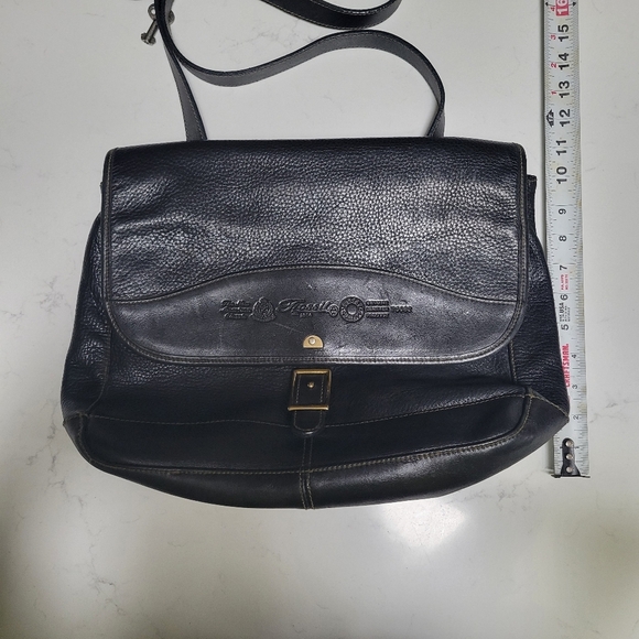 Vintage Fossil Black Leather Messenger Bag 75082 - Picture 2 of 12